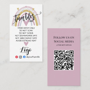 ADD YOUR LOGO tumbler CARE vinyl business rainbow Card