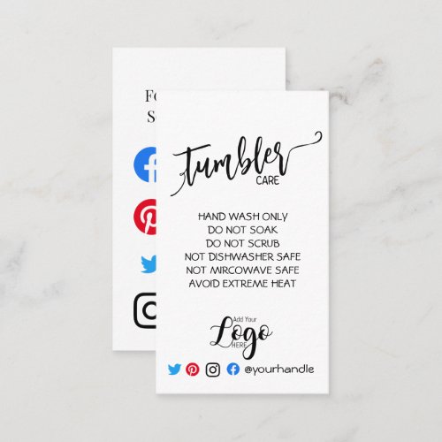 ADD YOUR LOGO tumbler CARE vinyl business simple Business Card