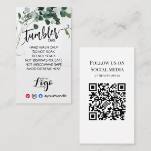 ADD YOUR LOGO tumbler CARE vinyl eucalyptus Business Card