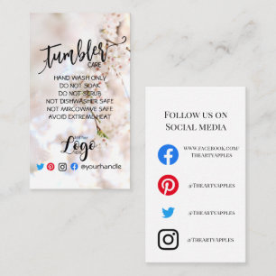 ADD YOUR LOGO tumbler CARE vinyl pink flowers Business Card