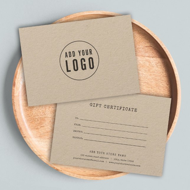 Add Your Logo Typewriter Kraft Gift Certificate (Creator Uploaded)