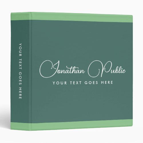 Add Your Logo Typography Name Template Green 3 Ring Binder