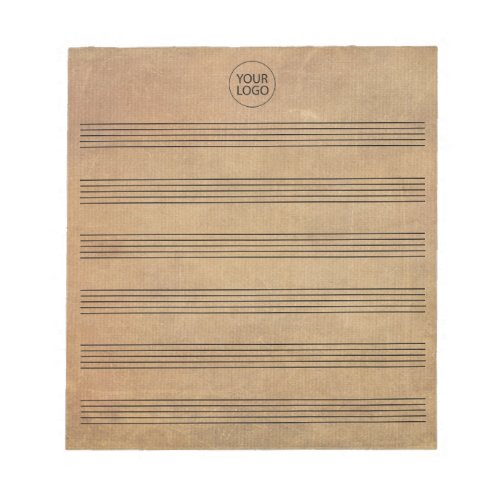 Add Your Logo Vintage Blank Sheet Music 6 Staves   Notepad