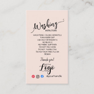 ADD YOUR LOGO washing instructions CARE CARDS
