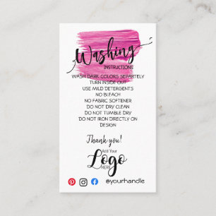 ADD YOUR LOGO washing instructions CARE CARDS