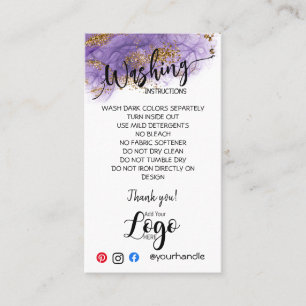 ADD YOUR LOGO washing instructions CARE CARDS