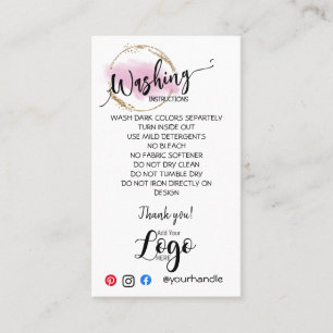 ADD YOUR LOGO washing instructions CARE CARDS