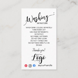 ADD YOUR LOGO washing instructions CARE CARDS