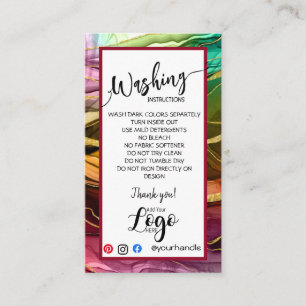 ADD YOUR LOGO washing instructions CARE CARDS