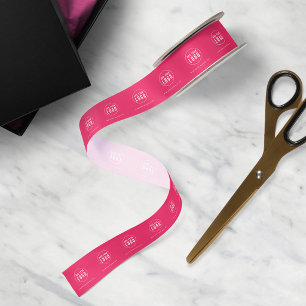 Add Your Logo & Website Editable Background Color Satin Ribbon