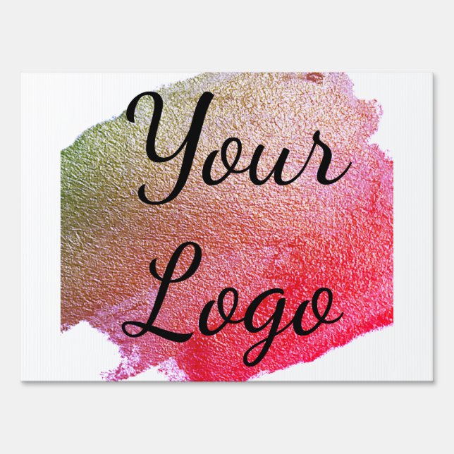 add your logo website pink green golden simple min sign (Front)