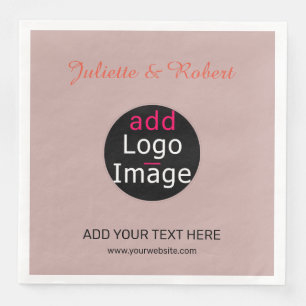 Add Your Logo Wedding Dusty Rose Hue Art Paper Dinner Napkins