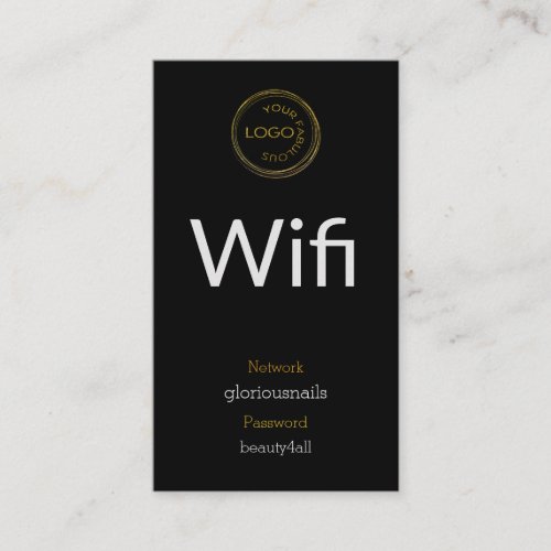 Add your Logo Wifi Network and Password on black Appointment Card