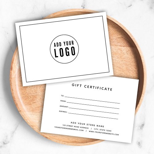 Add Your Logo with Black Border Gift Certificate
