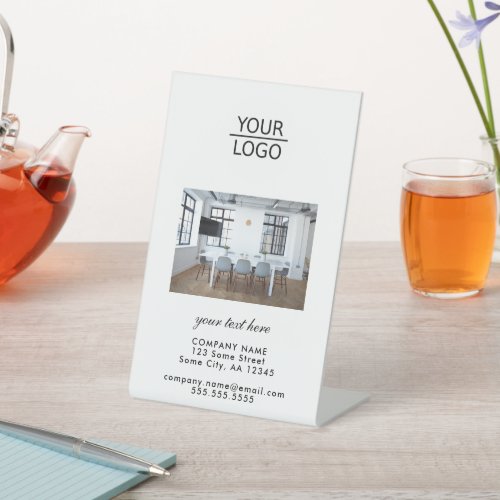 Add your Logo with Custom Text Company Photo Pedestal Sign
