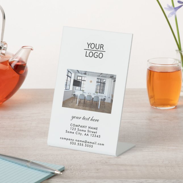 Add your Logo with Custom Text Company Photo Pedestal Sign (In SItu)