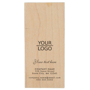 Add your Logo with Custom Text Company Promotion Wood Flash Drive