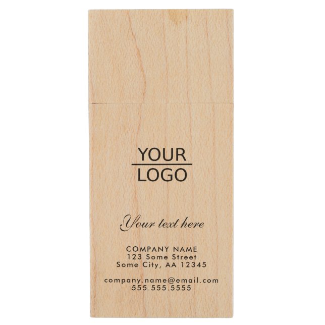 Add your Logo with Custom Text Company Promotion Wood Flash Drive (Front Vertical)