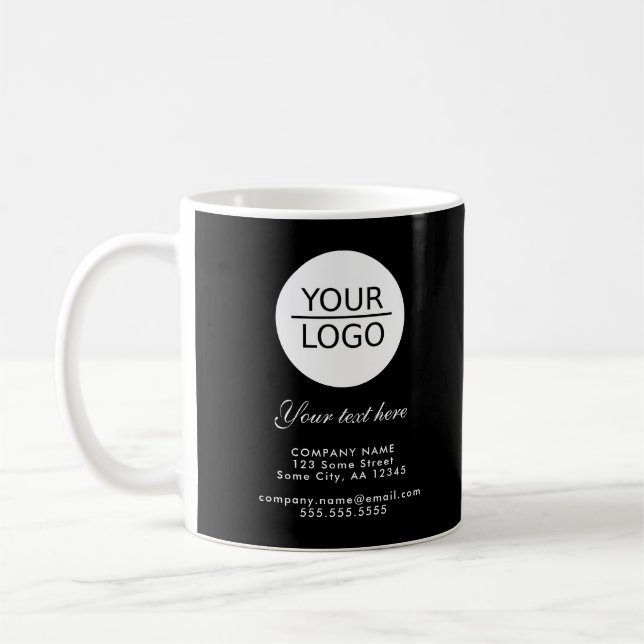 Add your Logo with Custom Text Promotion Black Coffee Mug (Left)
