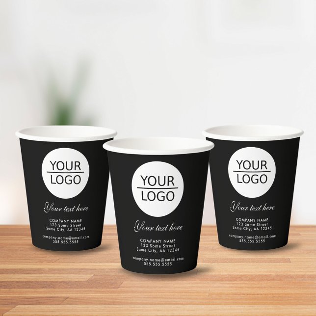 Add your Logo with Custom Text Promotion Black Paper Cups (Creator Uploaded)