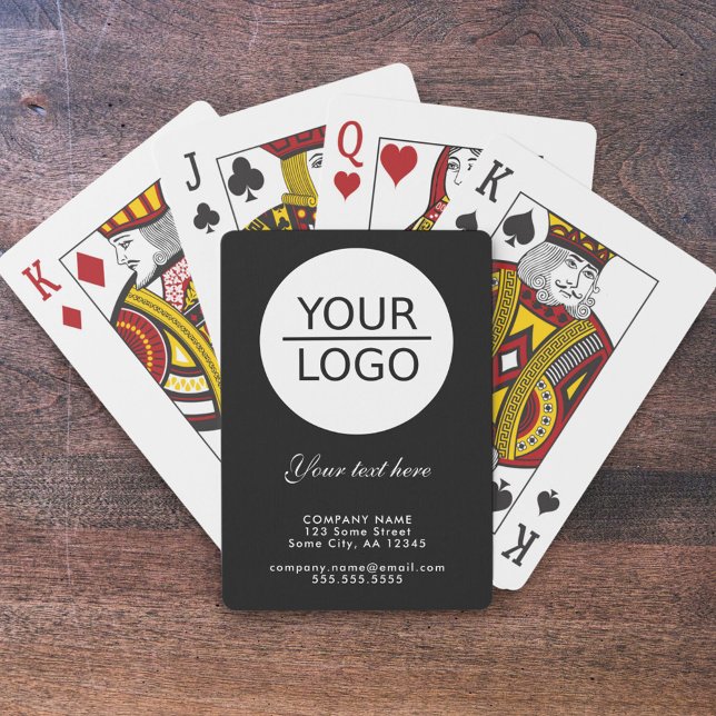 Add your Logo with Custom Text Promotion Black Poker Cards (Creator Uploaded)