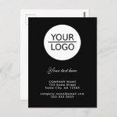 Add your Logo with Custom Text Promotion Black Postcard | Zazzle