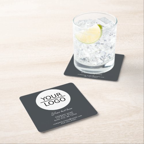 Add your Logo with Custom Text Promotion Grey Square Paper Coaster