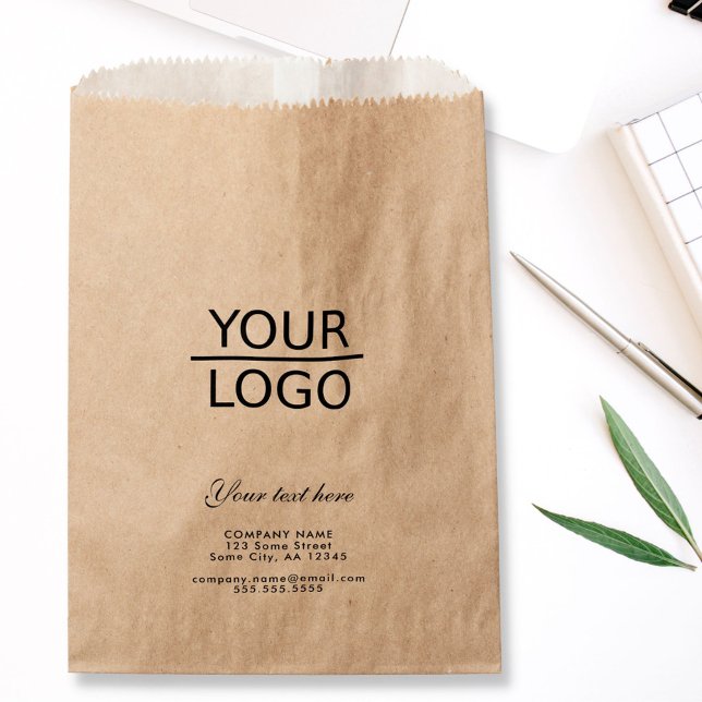 Add your Logo with Custom Text Promotion Kraft Favor Bag (Creator Uploaded)