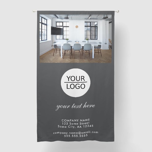 Add your Logo with Custom Text Promotion Photo Blackout Curtains (Front)