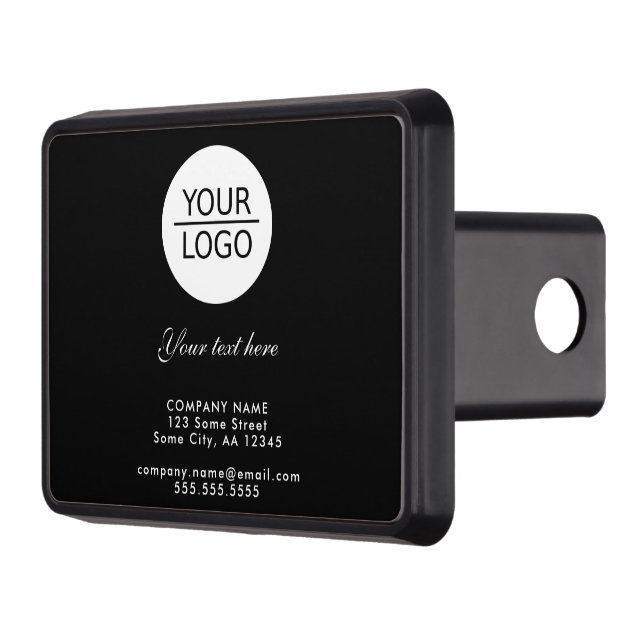 Add your Logo with Custom Text Promotional Black  Hitch Cover (Left)