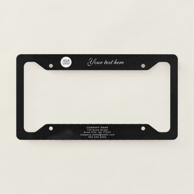 Add your Logo with Custom Text Promotional Black License Plate Frame (Front)