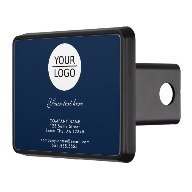 Add your Logo with Custom Text Promotional Blue Hitch Cover (Left)