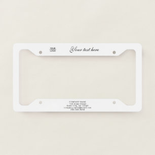 Add your Logo with Custom Text Promotional License Plate Frame