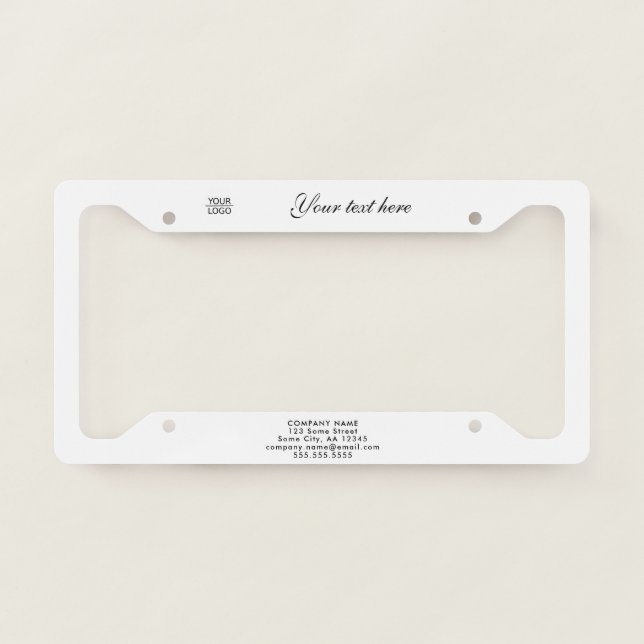Add your Logo with Custom Text Promotional  License Plate Frame (Front)