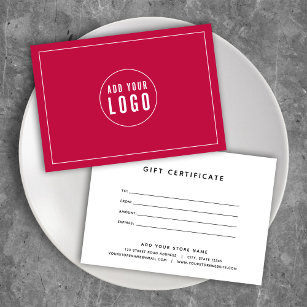 Add Your Logo with Editable Color Gift Certificate