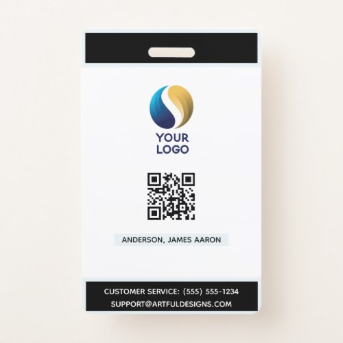 Add Your  Logo with QR Code black Corporate Badge