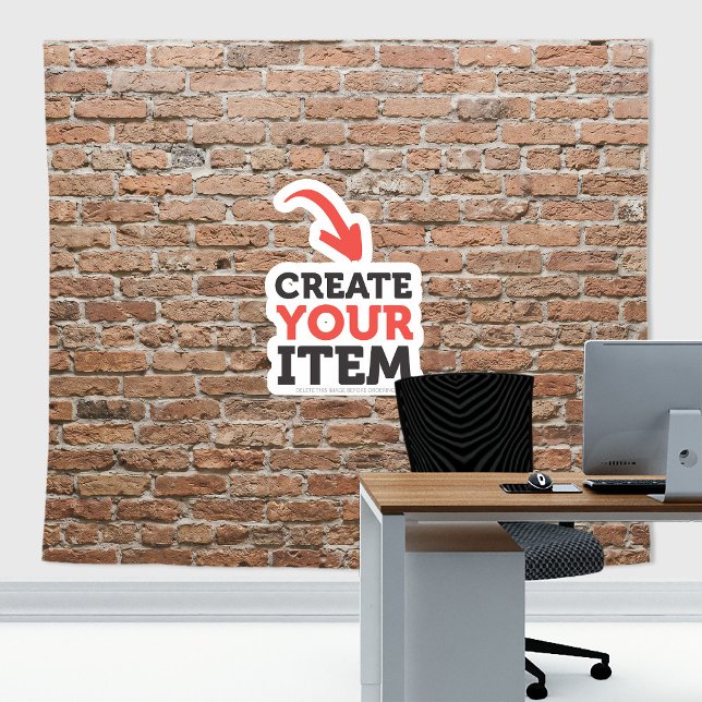 Add your logo Zoom Backdrop Wall Bricks Red (Red old bricks tapestry decor: add your logo or use it without logo. Add texts with the Editor Tool!)