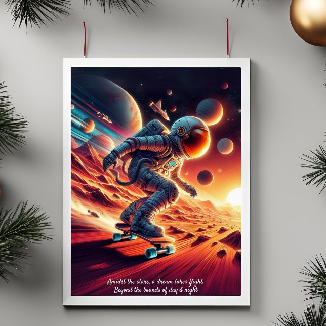 Add Your Message, Skateboarding Astronaut on Mars Poster (Creator Uploaded)