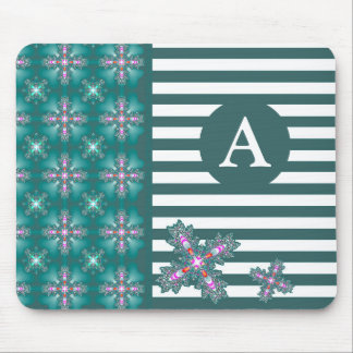 Add Your Monogram Artdeco Flowers in Retro Style Mouse Pad