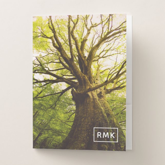 Add Your Monogram | Beautiful Beech Tree Pocket Folder (Front)