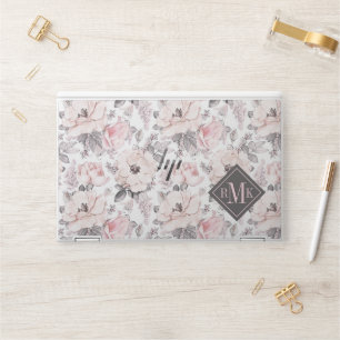 Add Your Monogram   Classic Pink & Gray Pattern HP Laptop Skin