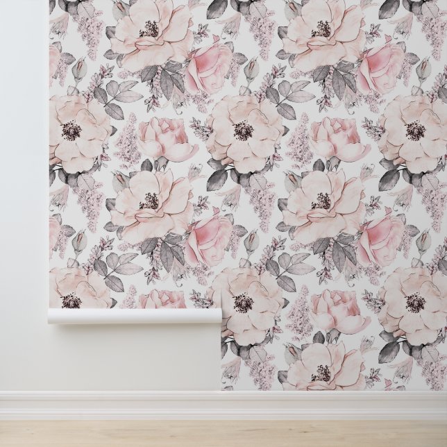 Add Your Monogram | Classic Pink & Gray Pattern Wallpaper (Application)