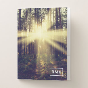 Add Your Monogram Forest Sunbeams Pocket Folder