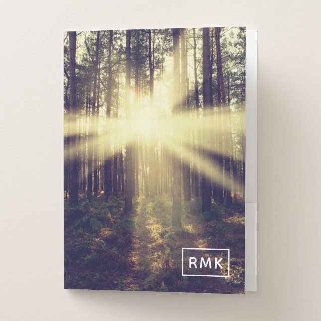 Add Your Monogram | Forest Sunbeams Pocket Folder (Front)