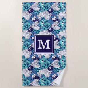 Add Your Monogram   Funky Seashell Pattern Beach Towel