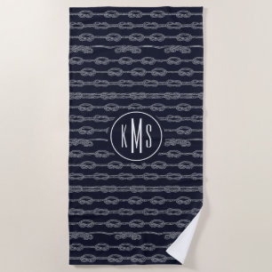Add Your Monogram Marine Knots Pattern Beach Towel