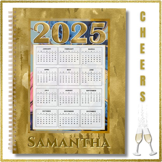 Add Your Name 2025 Calendar  Planner (Say Cheers to the New Year with a 2025 Calendar Planner. Add a name of choice for the perfect gift!)