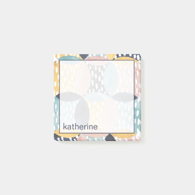 Add Your Name | Abstract Circle Pattern Post-it Notes (Front)