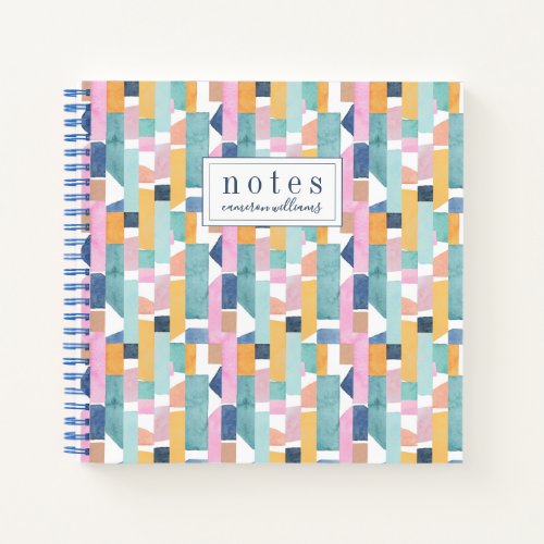 Add Your Name  Abstract Watercolor Shape Pattern Notebook