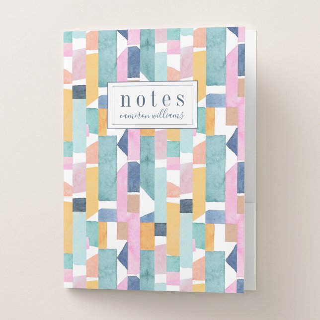 Add Your Name | Abstract Watercolor Shape Pattern Pocket Folder (Front)